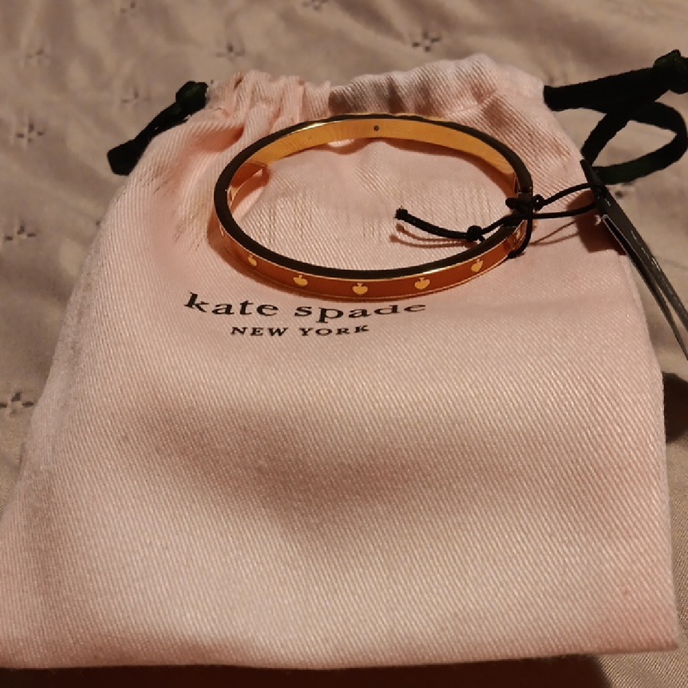 kate spade gold enamel bangle with spade motif